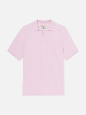 Pink Charles polo in solid color cotton piquet