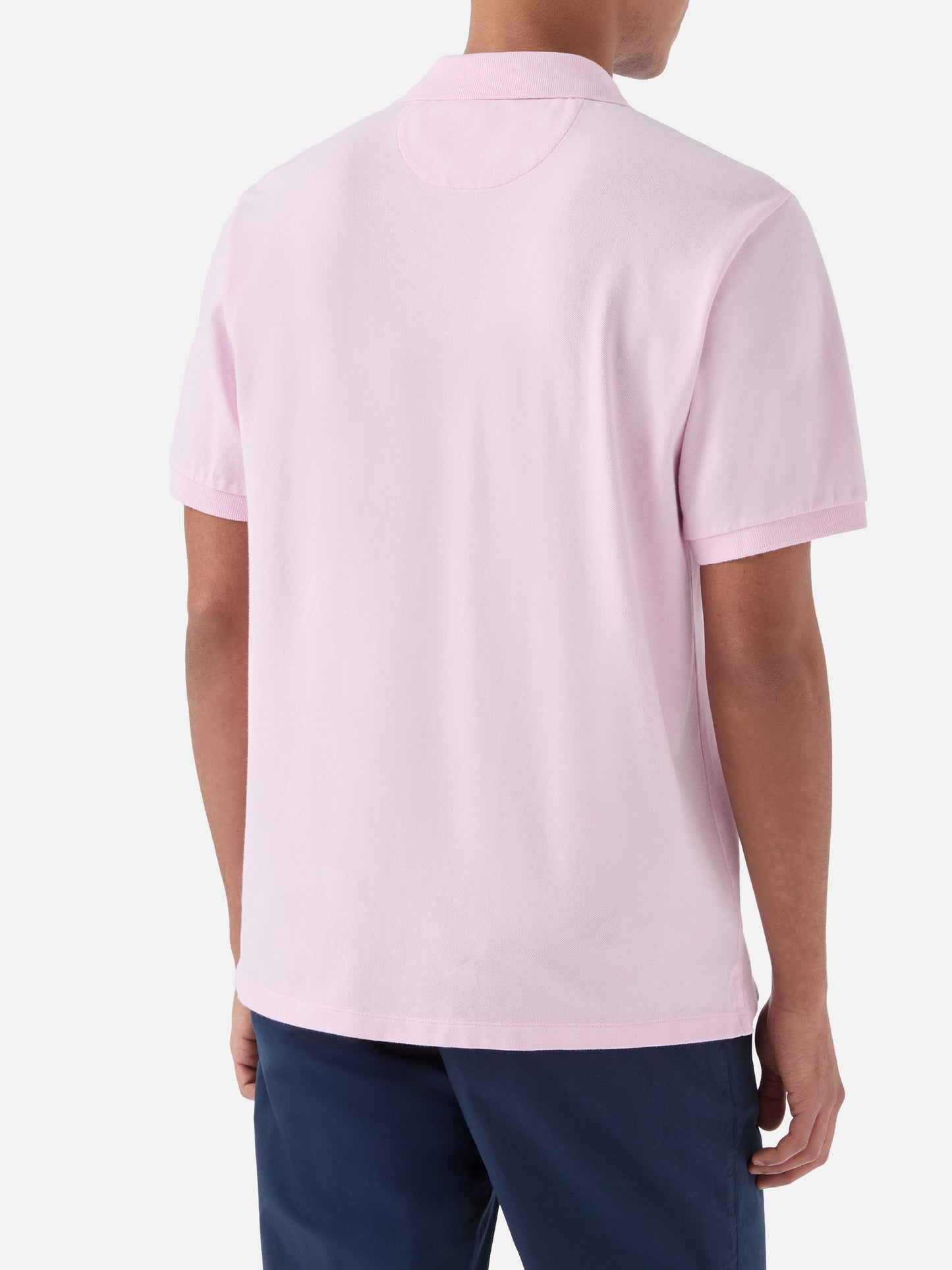 Pink Charles polo in solid color cotton piquet