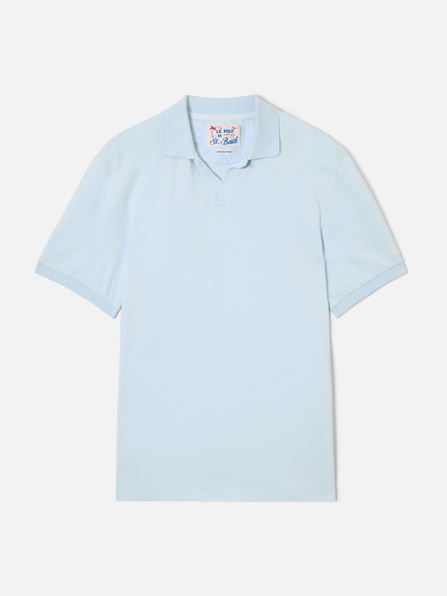 Polo Charles en piqué de algodón azul claro 