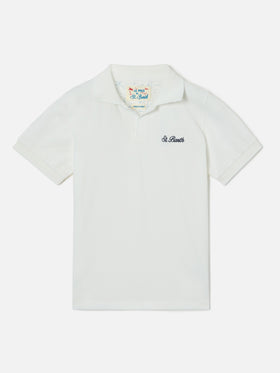 Polo Charles Jr blanco en piqué 