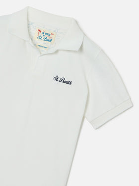 Polo Charles Jr blanco en piqué 