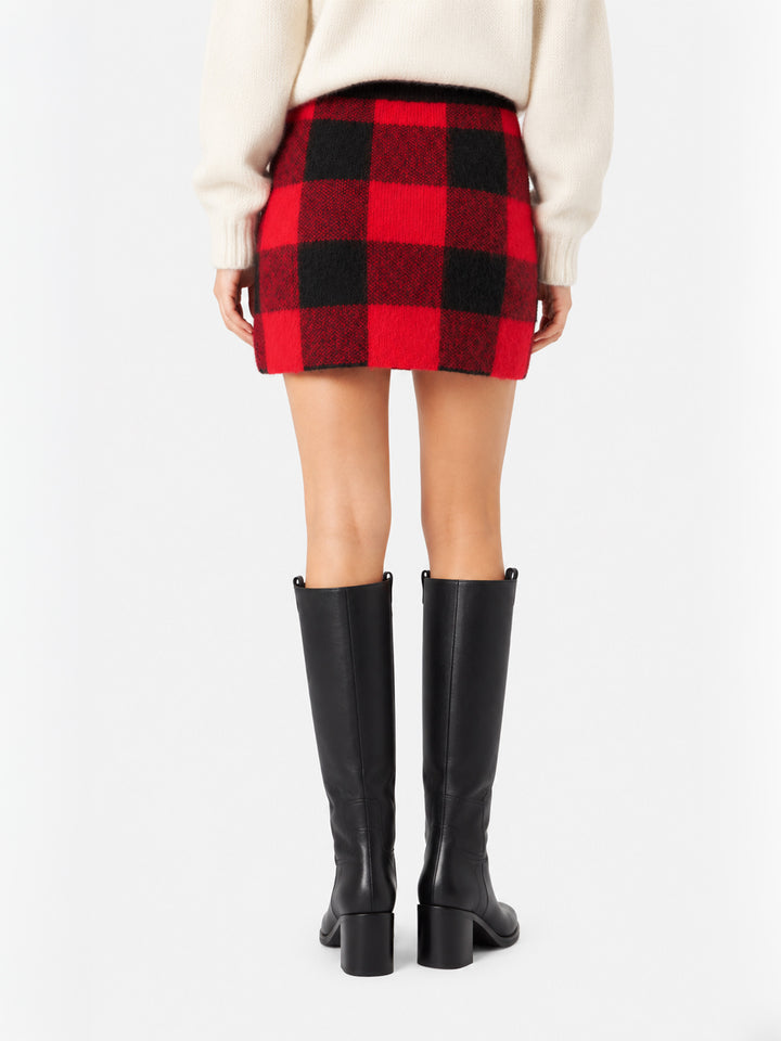 Chatel red tartan knit skirt