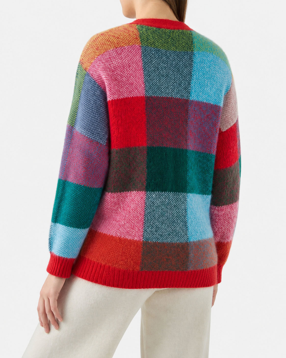 Cardigan Chloe à carreaux multicolores effet brossé avec ornement en strass 