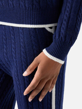 Polo en laine Night blue Clichy avec col polo en maille et pointelle 