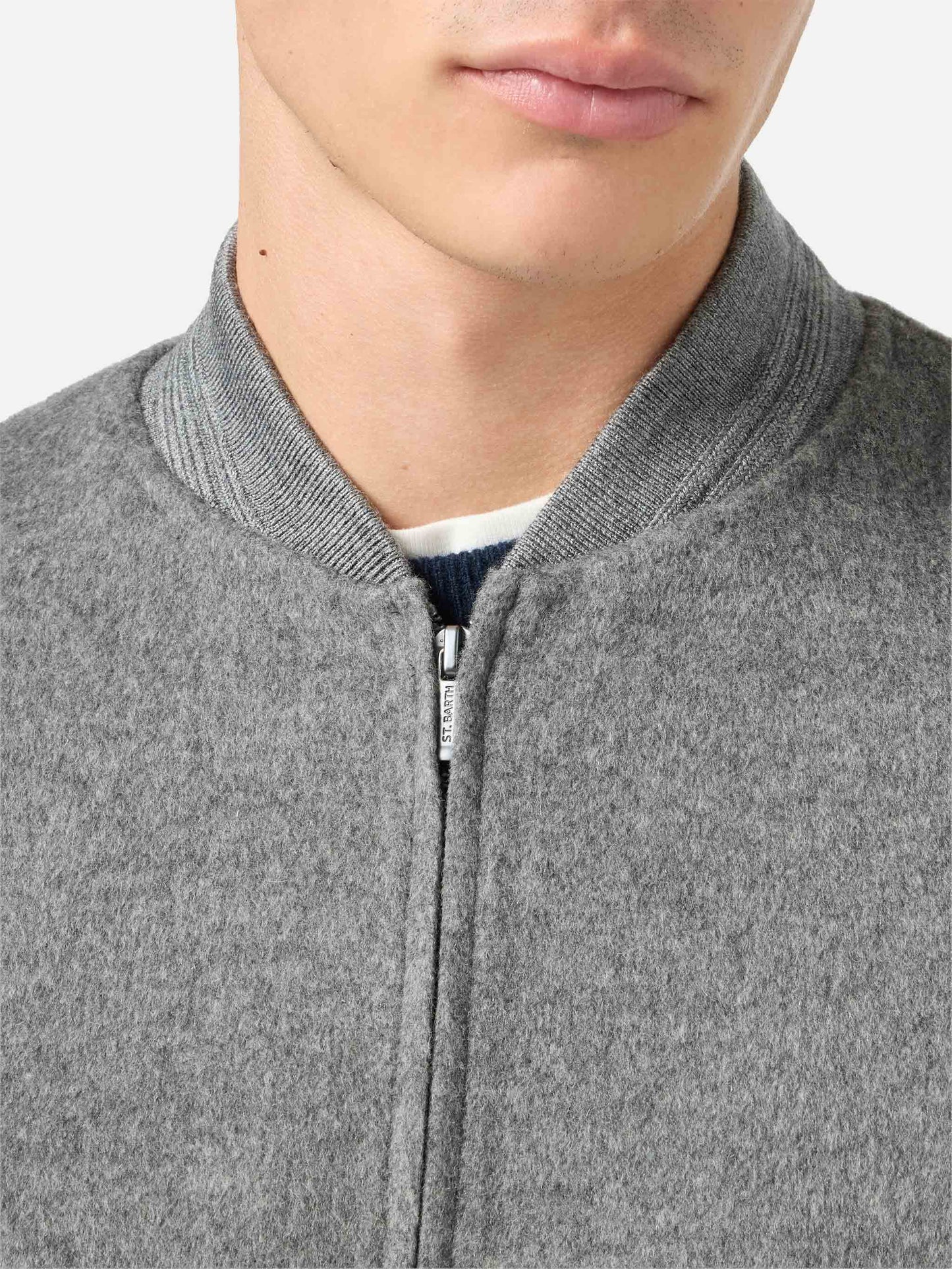 Unlined Camden wool bomber in grey