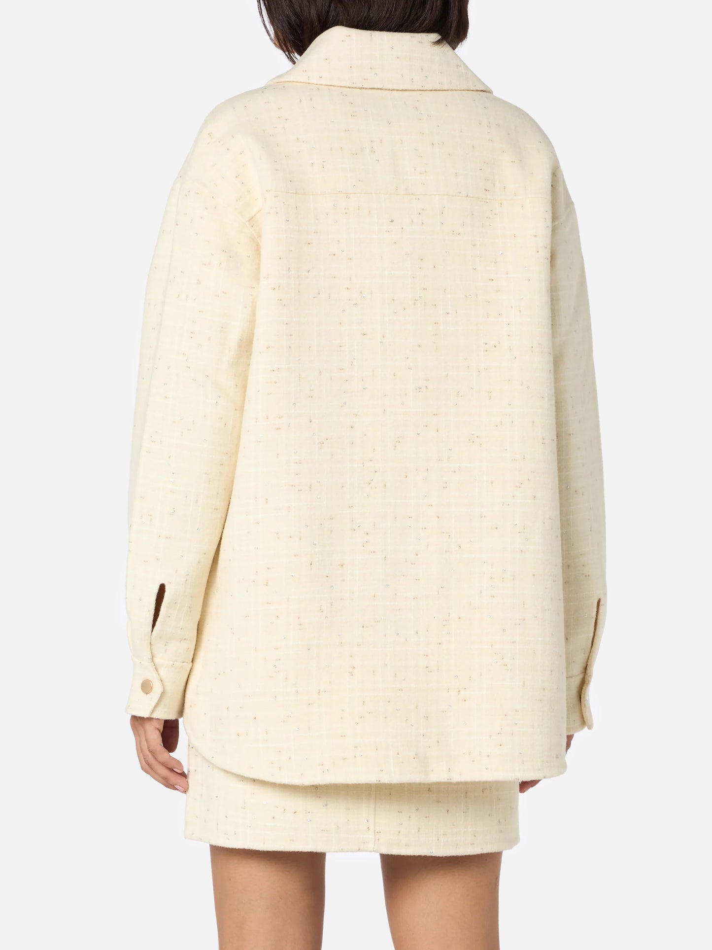 Woman wooly tweed white jacket Chantel with sequins