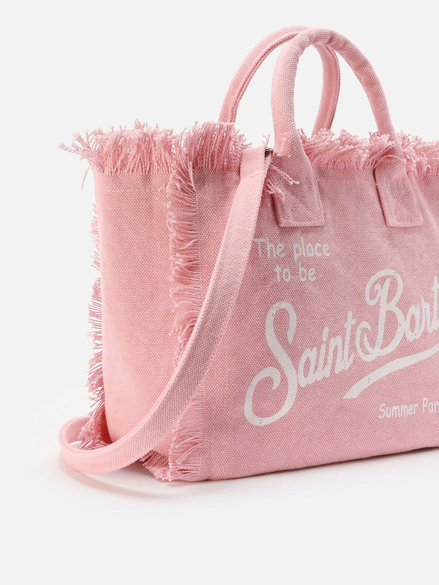 Pink canvas Colette bag with fringes