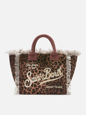Sac Colette en toile à motif léopard 