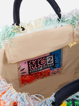 Mehrfarbige Baumwoll-Canvas-Tasche mit Bandana-Print