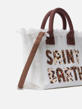 Bolso Colette de lona blanca con logo patch animalier 