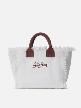 Bolso Colette de lona blanca con logo patch animalier 