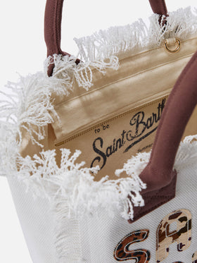 Bolso Colette de lona blanca con logo patch animalier 