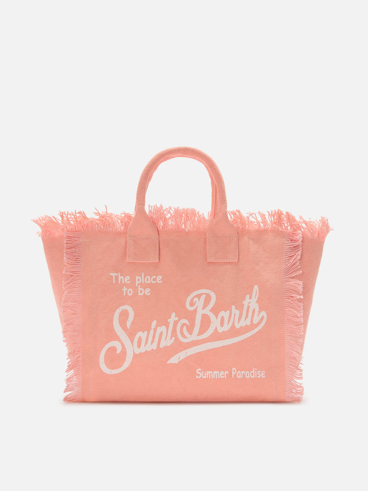 Orange canvas Colette bag with fringes