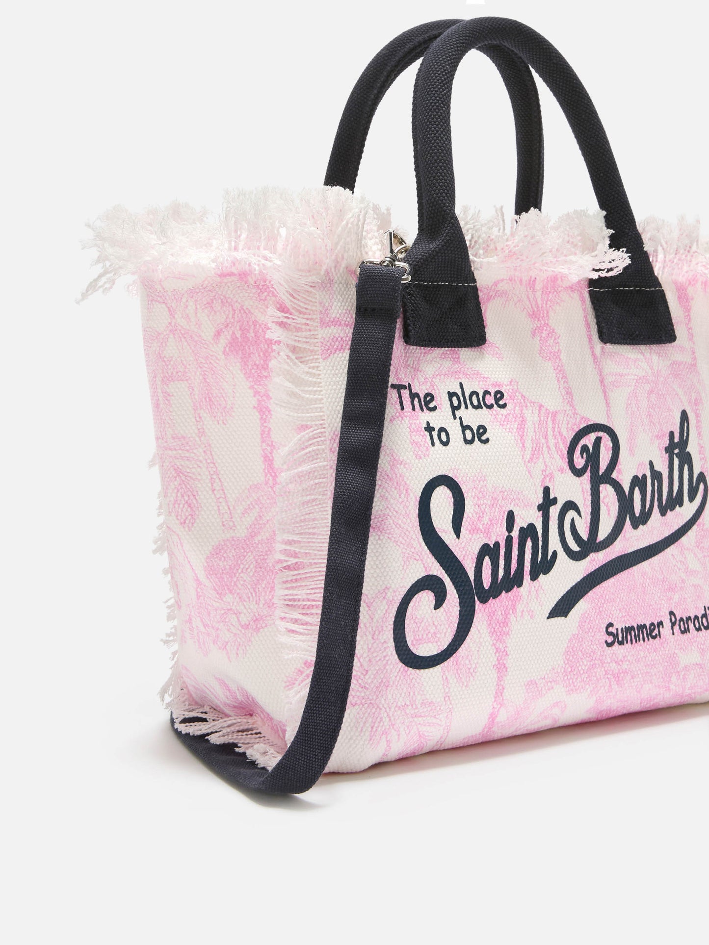 Colette canvas bag with pink toile de Jouy print