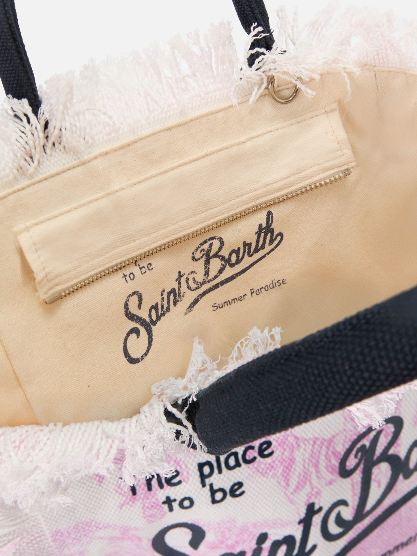 Colette canvas bag with pink toile de Jouy print