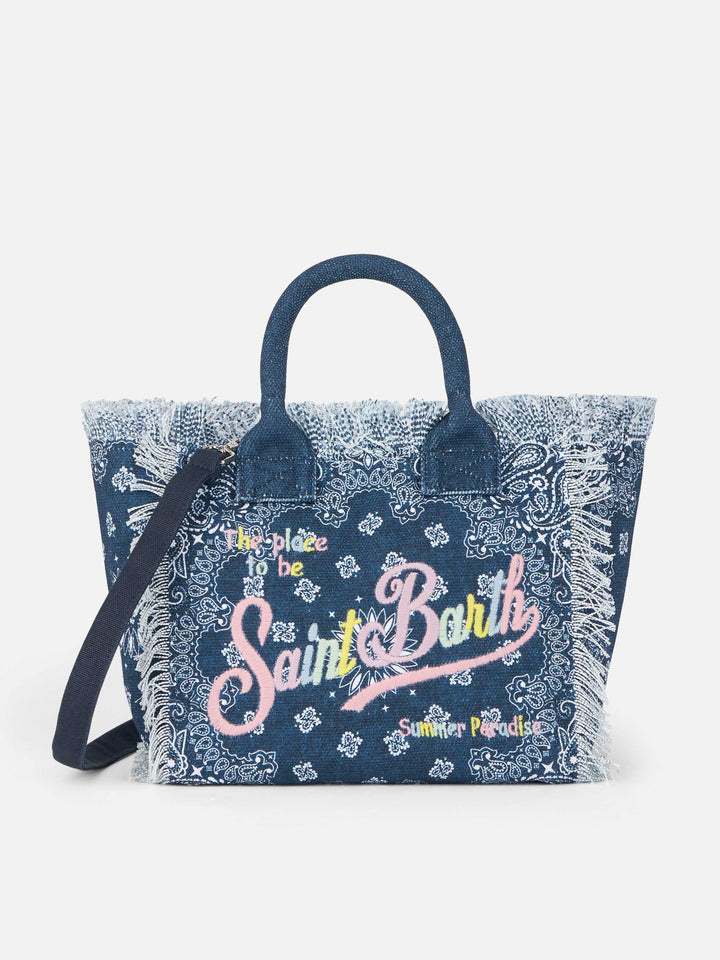 Colette cotton canvas handbag with bandanna print - MC2 Saint Barth