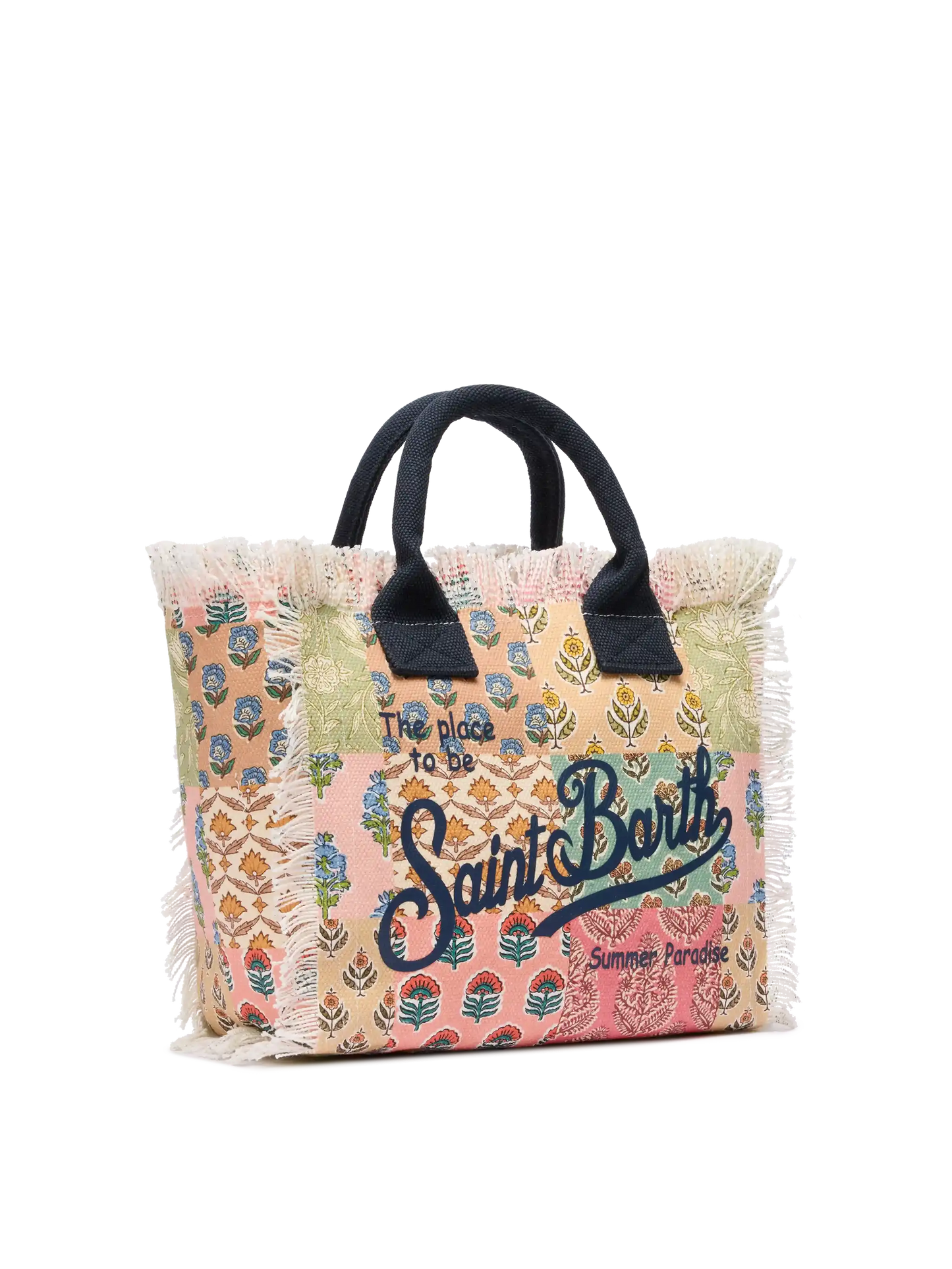 Colette cotton canvas handbag with flower patch print