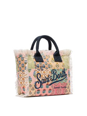 Colette cotton canvas handbag with flower patch print