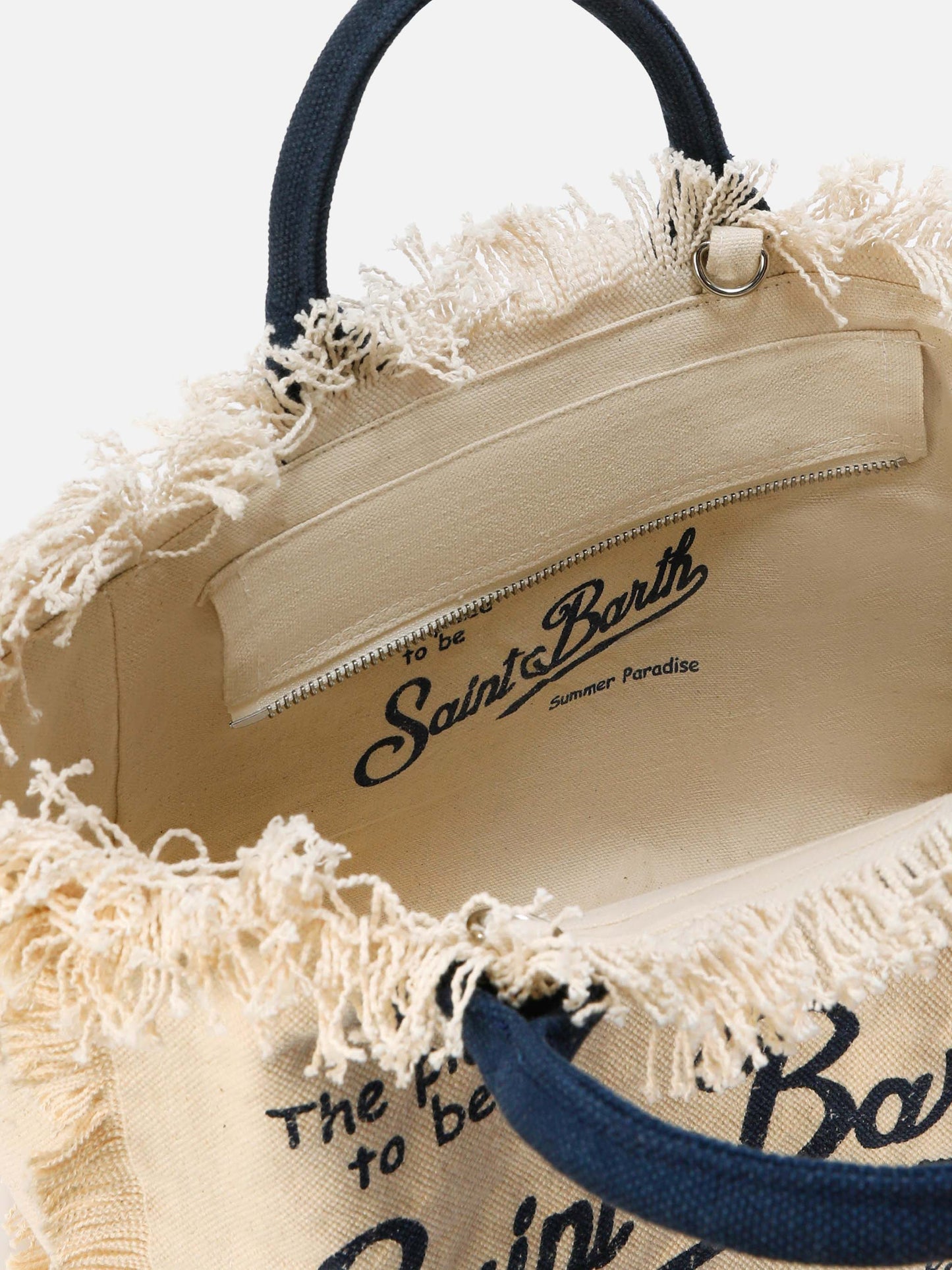 Borsa Colette bianca in canvas con frange