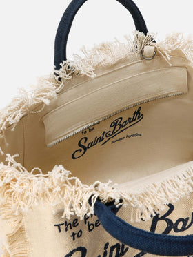 Borsa Colette bianca in canvas con frange