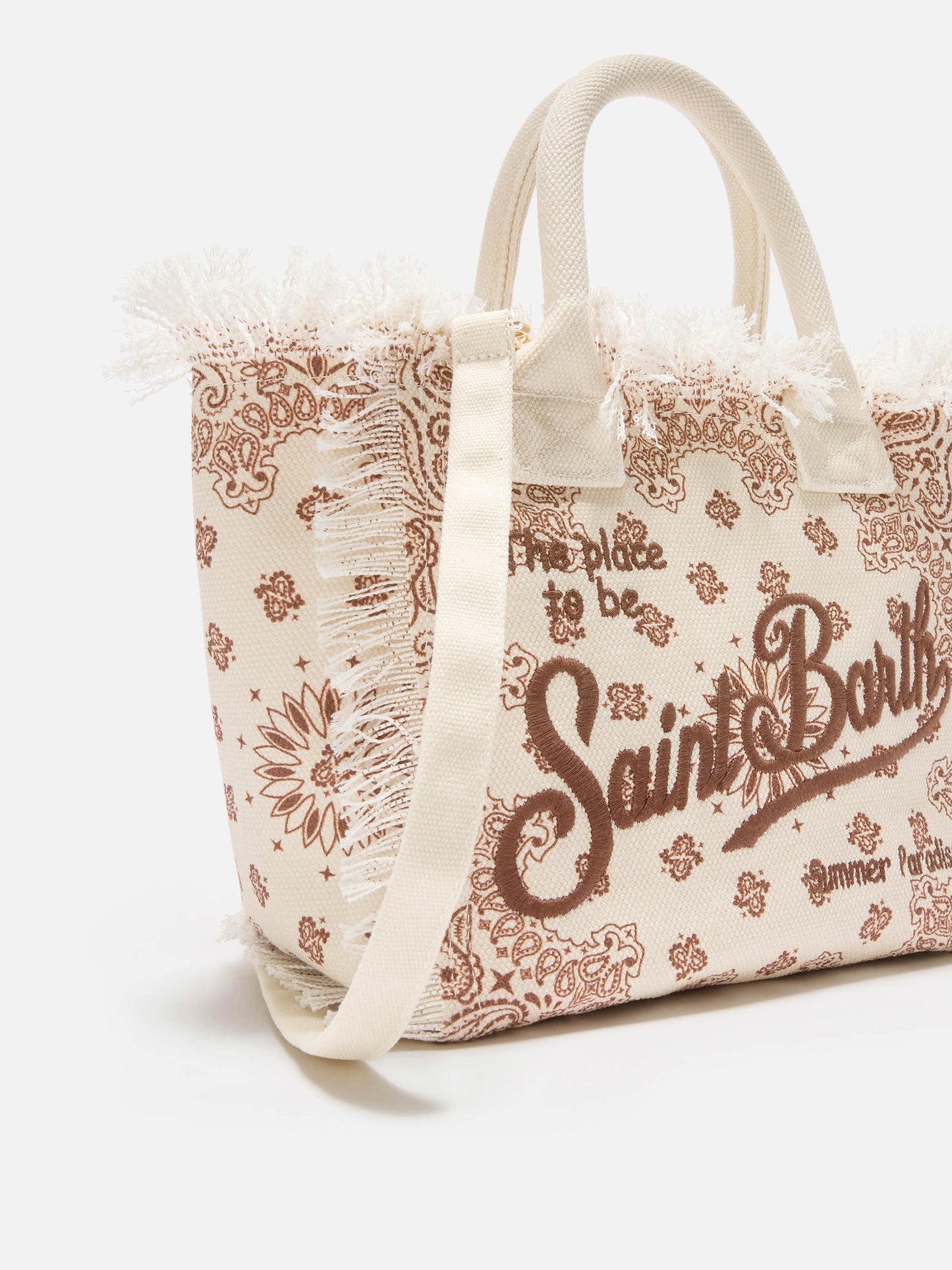 Borsa Colette in canvas beige con stampa bandana