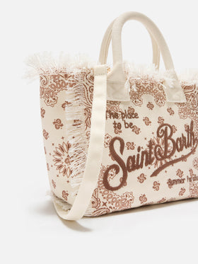 Borsa Colette in canvas beige con stampa bandana