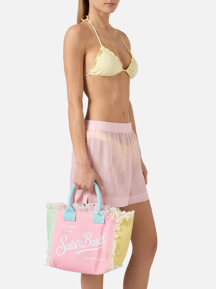 Colette canvas multicolor bag with color block design