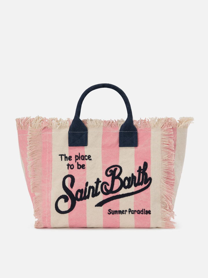 Colette canvas bag with pink stripes
