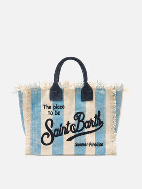 Colette canvas bag with light blue stripes