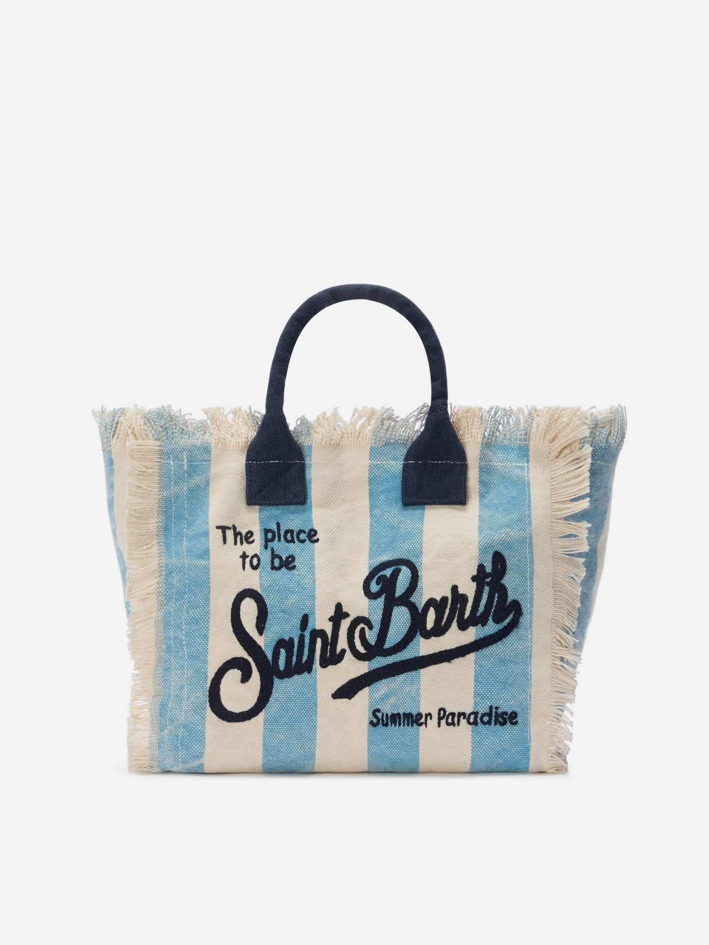 Colette canvas bag with light blue stripes
