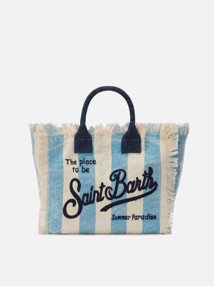 Colette canvas bag with light blue stripes