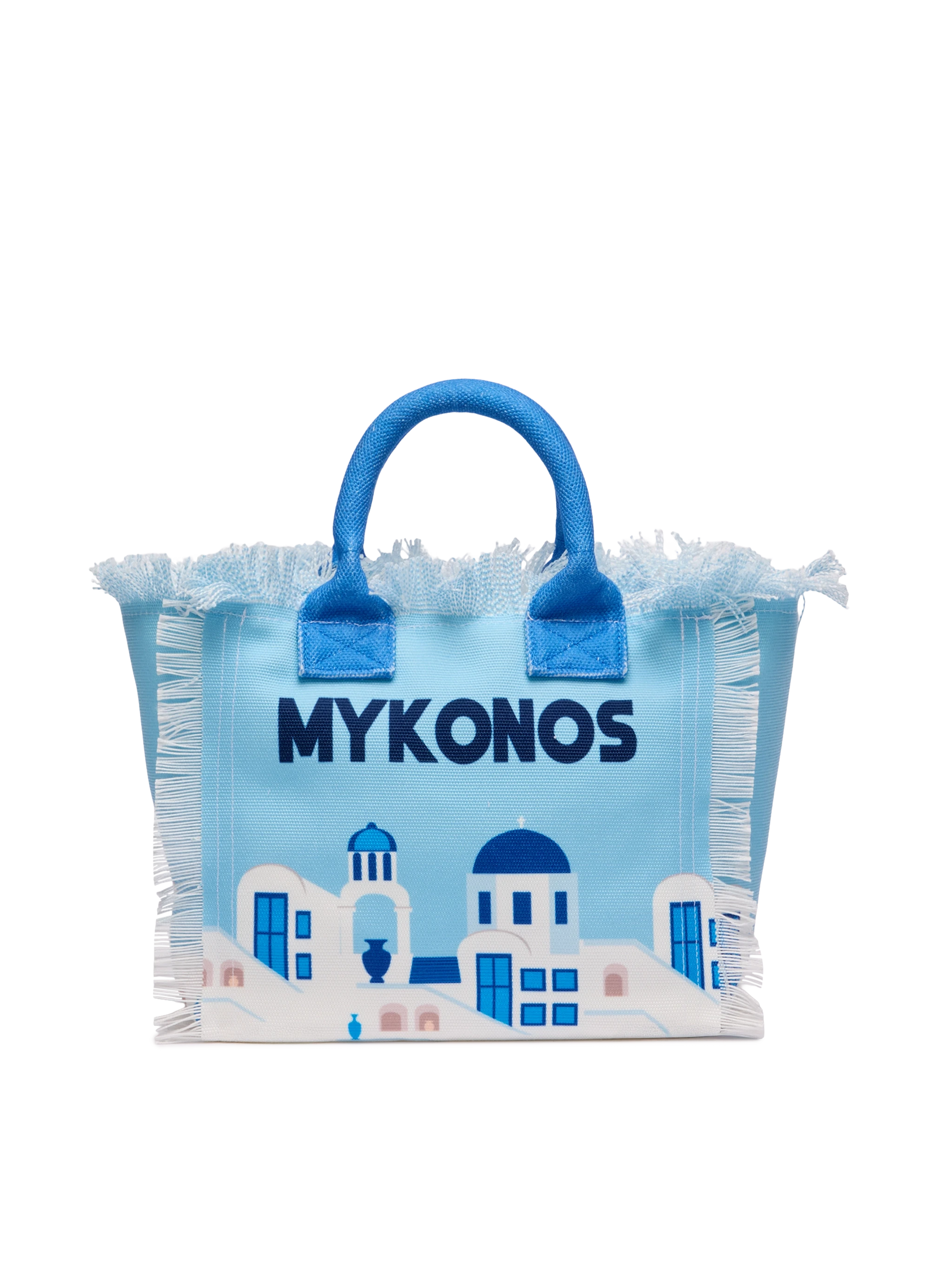 Colette cotton canvas handbag with Mykonos postcard print - MC2 Saint Barth