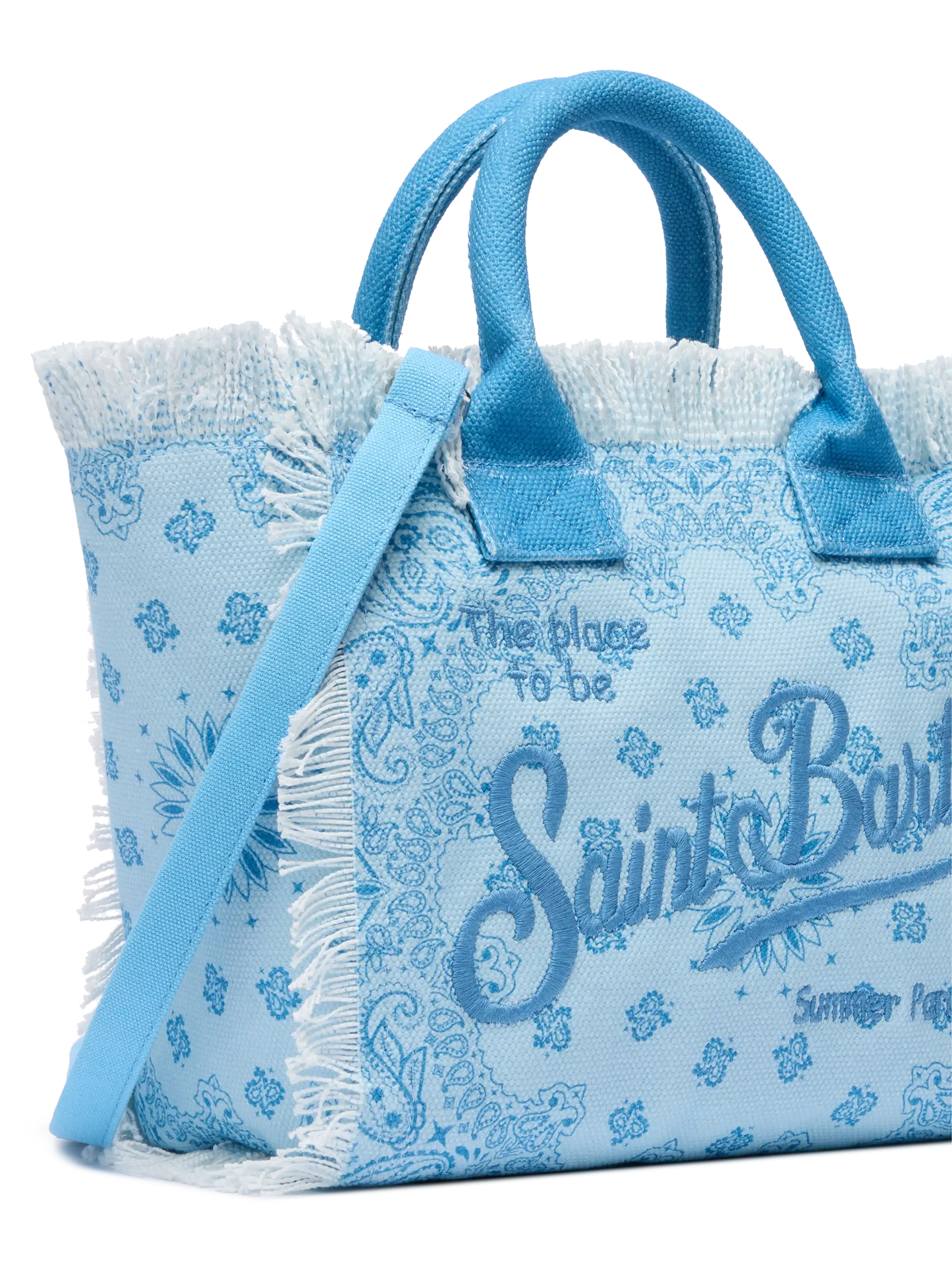 Colette cotton canvas handbag with bandanna print - MC2 Saint Barth