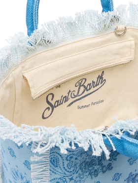 Colette cotton canvas handbag with bandanna print - MC2 Saint Barth