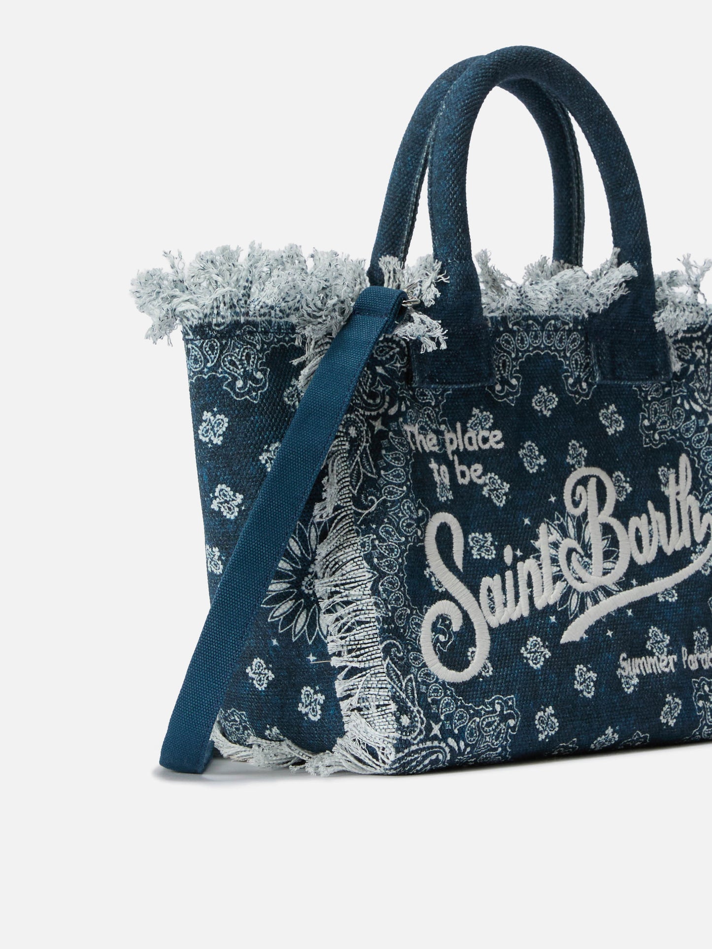 Bolso Colette de lona azul claro con estampado bandana 