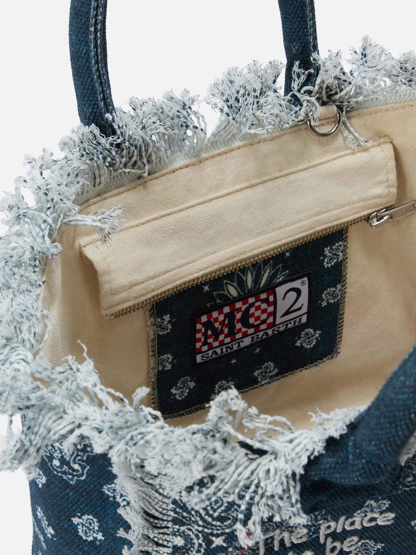 Bolso Colette de lona azul claro con estampado bandana 