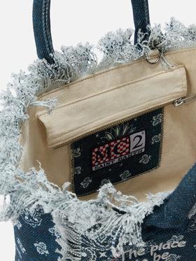 Bolso Colette de lona azul claro con estampado bandana 
