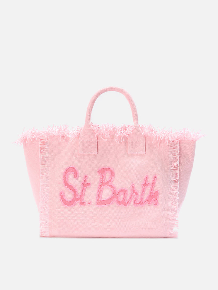 Borsa Colette in canvas con patch logo in tessuto rosa