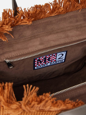 Brown corduroy Colette handbag with logo embroidery - MC2 Saint Barth