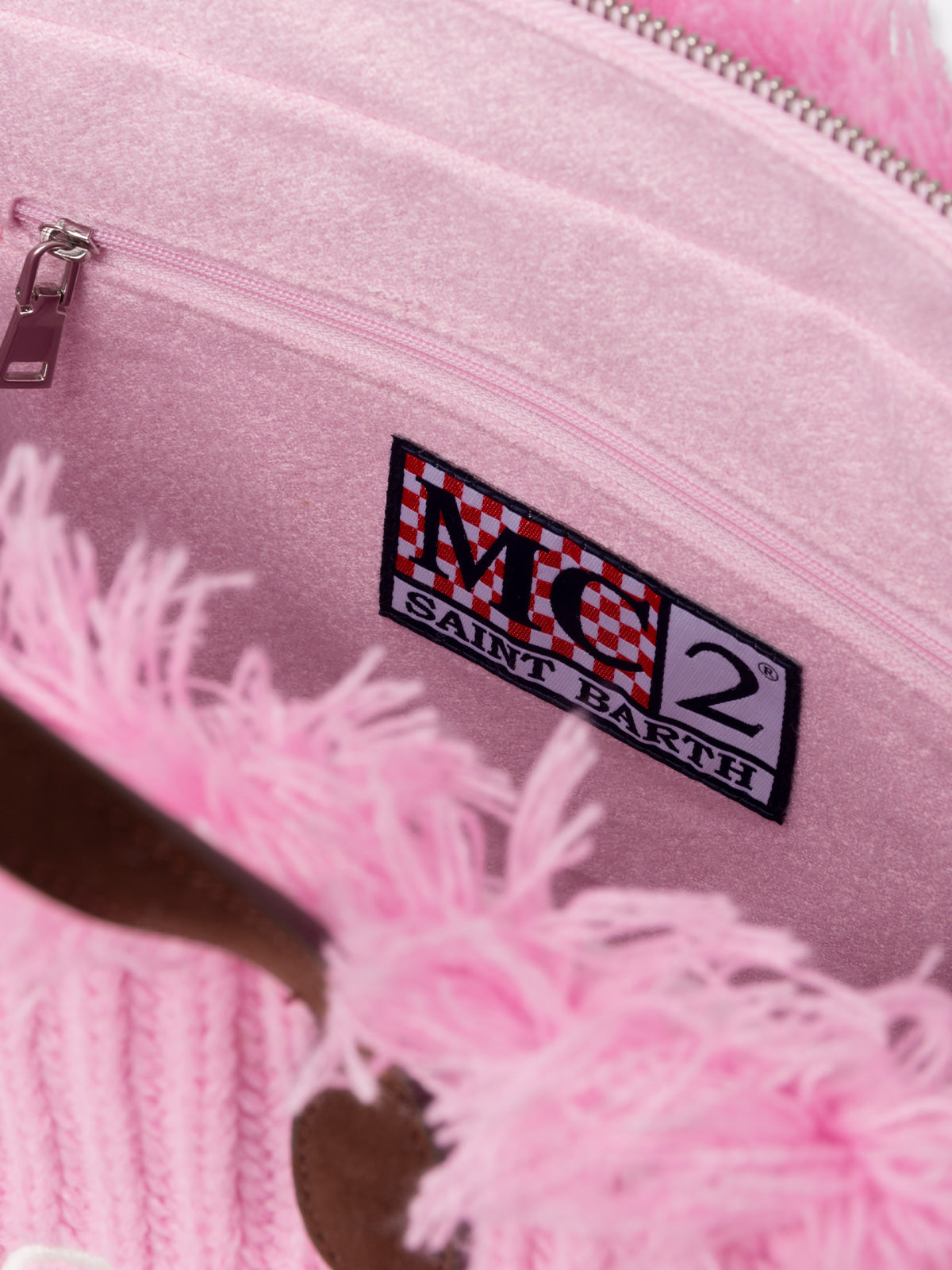 Pink rib knit Colette handbag with logo embroidery - MC2 Saint Barth