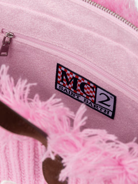 Pink rib knit Colette handbag with logo embroidery - MC2 Saint Barth
