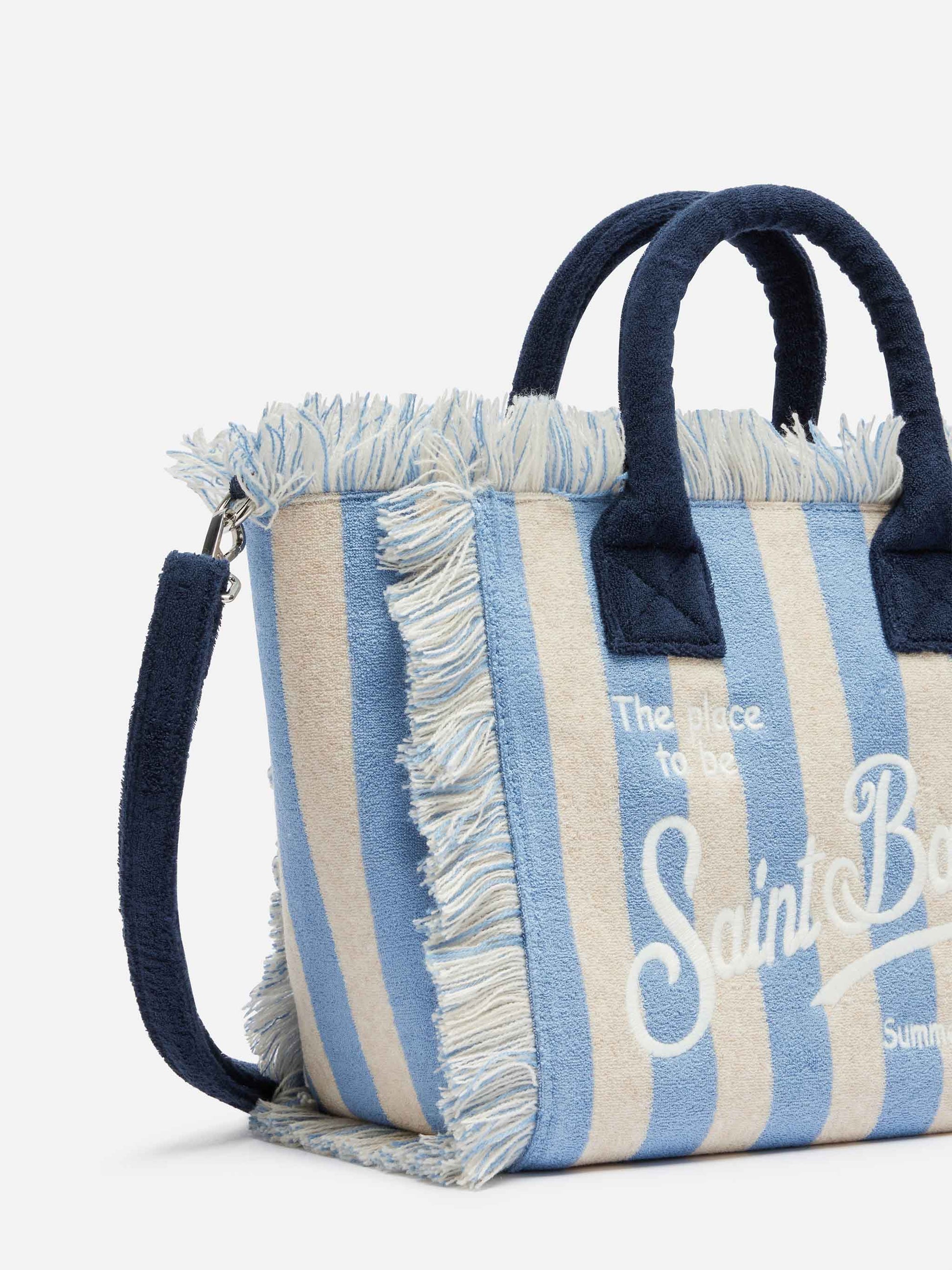 Colette Sponge light blue striped terry handbag - MC2 Saint Barth