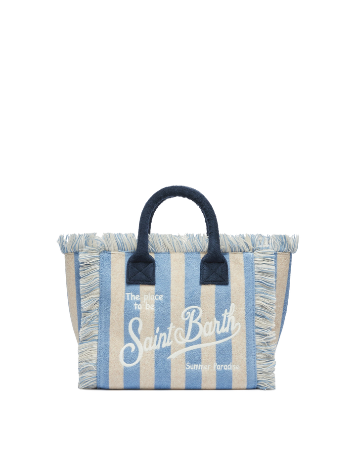 Colette Sponge light blue striped terry handbag - MC2 Saint Barth