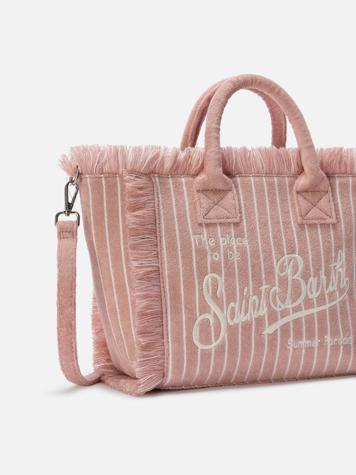 Borsa Colette in tessuto effetto spugnaa righe rosa