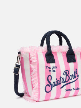 Colette Sponge – Rosa gestreifte Frottee-Handtasche