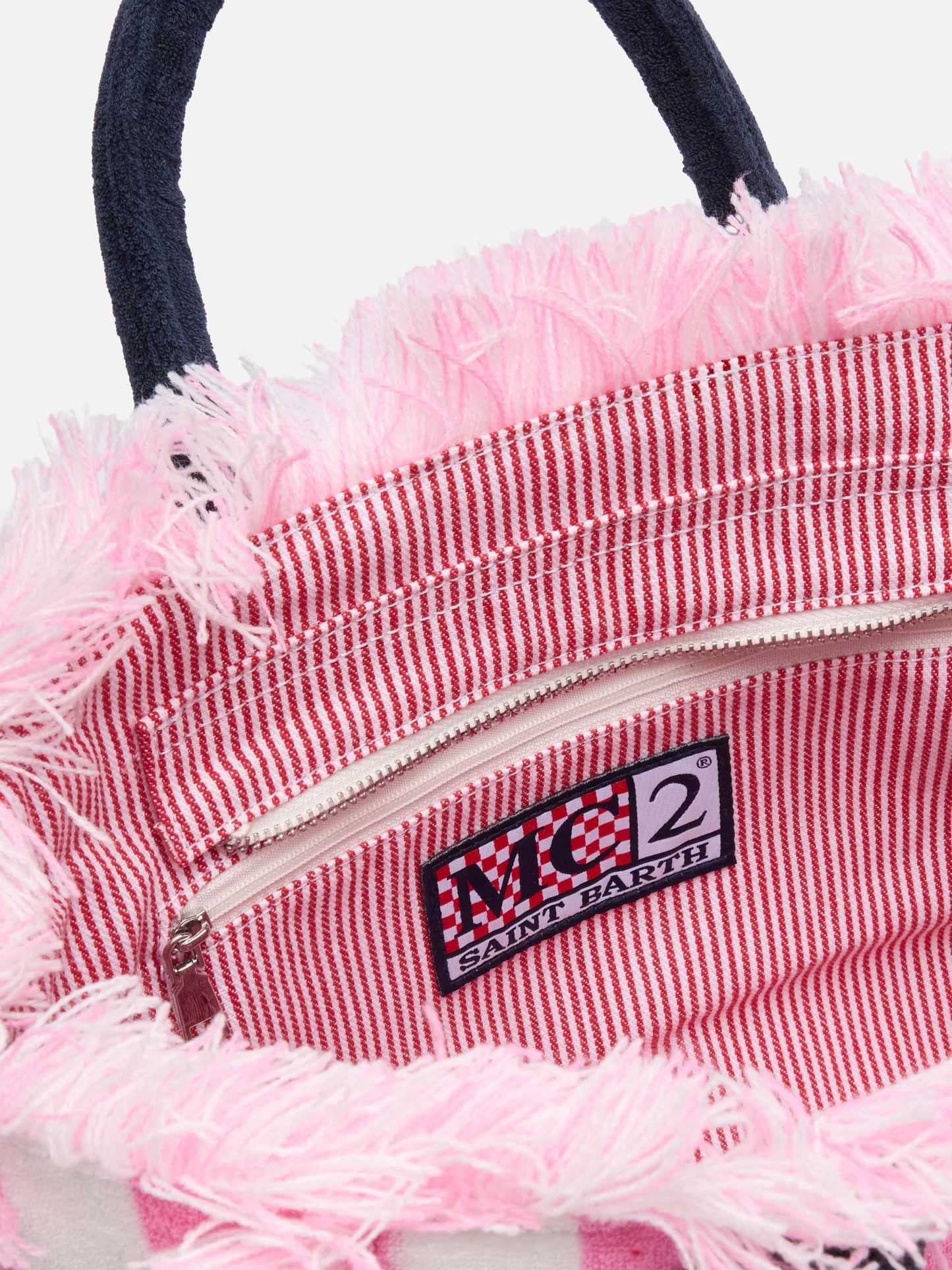 Colette Sponge – Rosa gestreifte Frottee-Handtasche