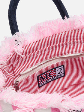 Colette Sponge – Rosa gestreifte Frottee-Handtasche