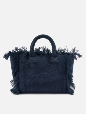 Borsa Colette in tessuto effetto spugna blu tinta unita