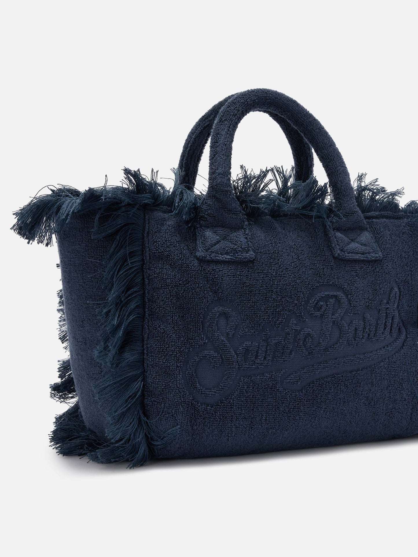 Borsa Colette in tessuto effetto spugna blu tinta unita