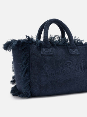 Borsa Colette in tessuto effetto spugna blu tinta unita